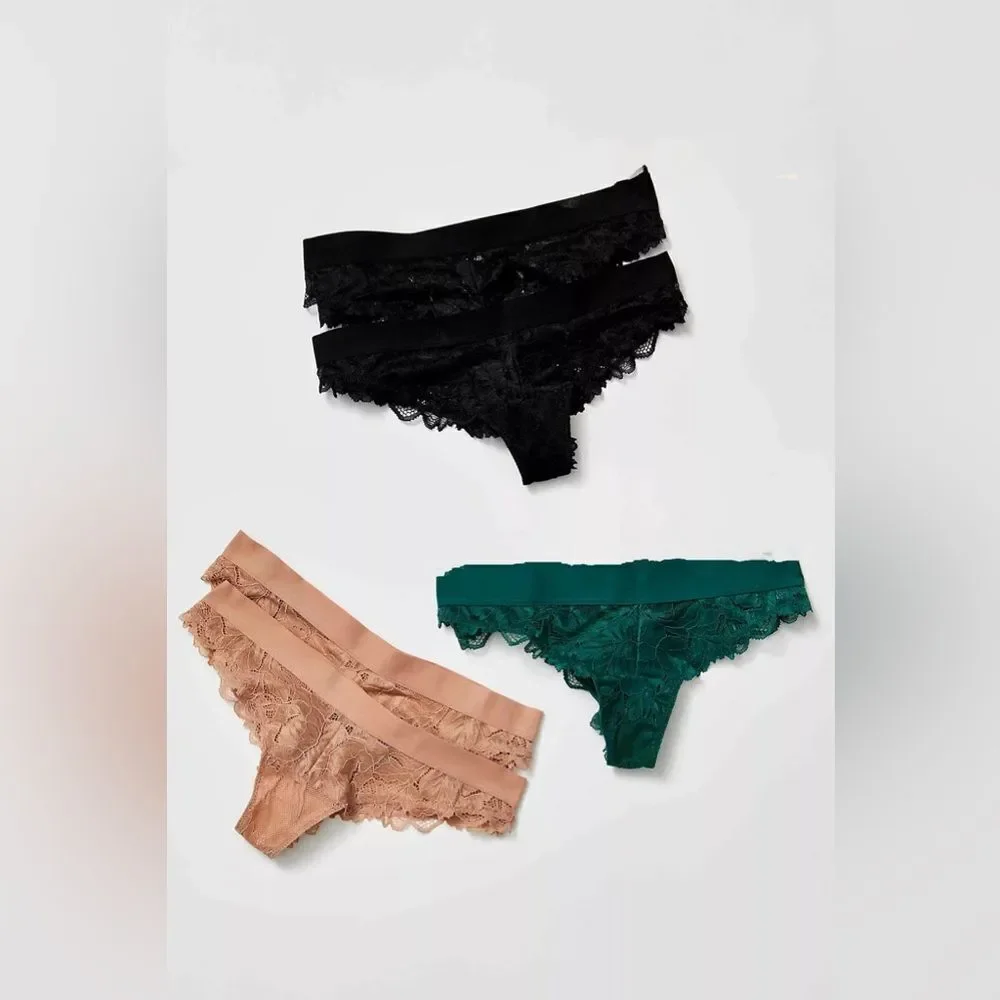 NEW FREE PEOPLE EVERYDAY LACE TANGA 5 PACK